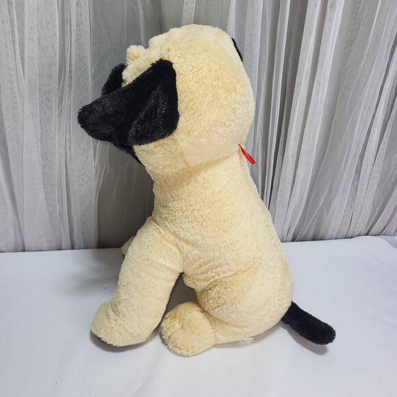 Bulldog Pug Black Tan Puppy Dog 18" Sitting Plush Stuffed Animal Classic Toy Co - Picture 4 of 11